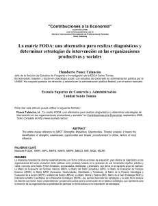 La matriz FODA: An&aacute;lisis estrat&eacute;gico y estrategias de intervenci&oacute;n