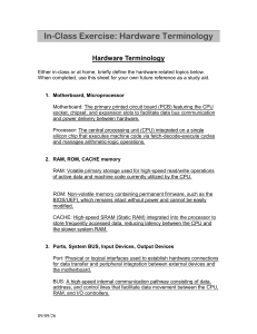 Hardware Terminology Exercise Sheet