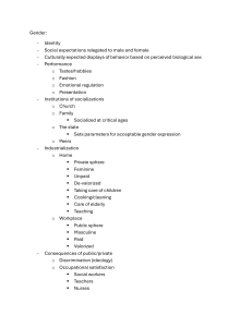 Gender: Sociological Outline on Identity, Socialization, and Labor