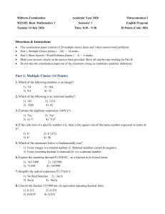 2026 Basic Mathematics 3 Midterm Exam