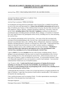 San Jose State University KIN 31 Body Sculpting Liability Release Form