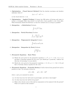 MATH 23: Multi-variable Calculus Worksheet 1 Review