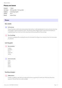 Year 1 Cambridge English Lesson Plan: Places We Know