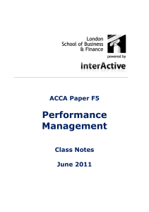 ACCA F5 Performance Management Class Notes 2011