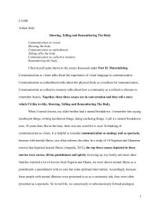 Communication and the Body: A Personal and Theoretical Analysis