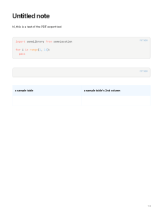 Untitled Note: Python Code and Table Test