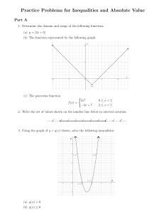 Practice Problems for Inequalities and Absolute Value