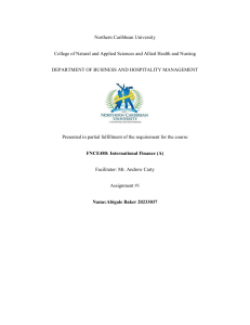 Northern Caribbean University FNCE480 Assignment 1