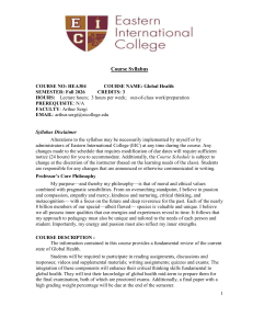 Global Health Course Syllabus HEA304 Fall 2026