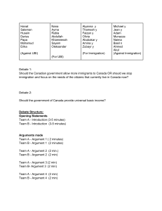 Canadian Immigration & UBI Debate Outline
