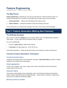 Feature Engineering Notes: Generation, Selection, & Weighting