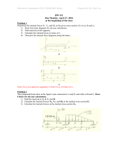 CEE 2110 Statics HW #31: Internal Forces in Beams