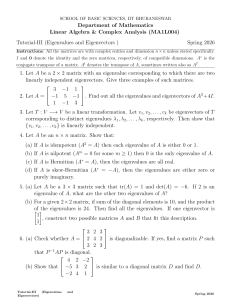 Linear Algebra Tutorial III: Eigenvalues and Eigenvectors