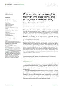 Positive Time Use: Link Between Time Perspective, Management, and Well-being