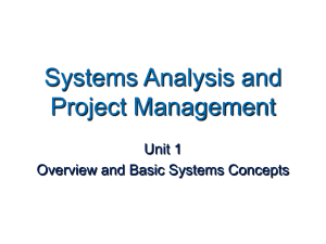 Systems Analysis and Project Management Unit 1 Overview