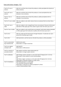 Chemistry Tests & Colour Changes Y12