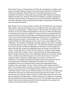 Analysis of Hardy's Neutral Tones & Byron's When We Two Parted