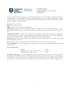 MATH 2120 Linear Algebra 1 Syllabus - TRU Fall 2026