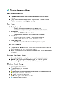 Climate Change Notes: Causes, Effects, Solutions