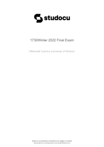 University of Windsor Integral Calculus Final Exam 2022
