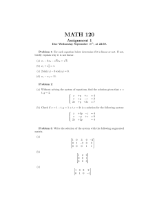 MATH 120 Assignment 1: Linear Equations & Systems