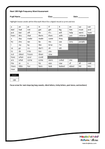 Next 100 High-Frequency Word Assessment