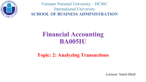 Financial Accounting Topic 2: Analyzing Transactions