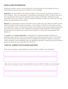 COVID-19 Workplace Safety: Employer & Worker Responsibilities
