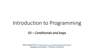 Introduction to Programming: Conditionals and Loops