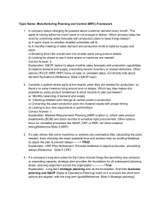 Manufacturing Planning and Control (MPC) Framework Quiz