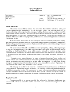 NYU Shanghai Derivatives Course Syllabus Fall 2025