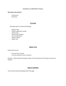 SBA Maths Project Guidelines