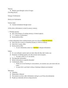 PSYCH 0001 9 1 26 MEMORY Notes