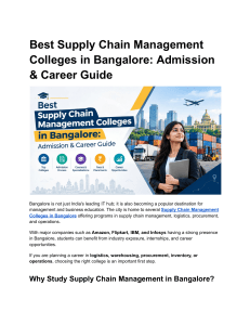Best Supply Chain Management Colleges in Bangalore  Admission & Career Guide
