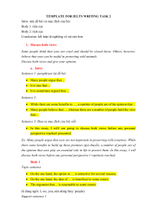 TEMPLATE FOR IELTS WRITING TASK 2