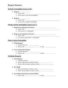Reaction Summary Template - Orgo 1