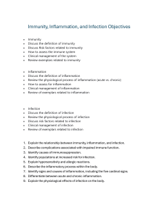Immunity, Inflammation, and Infection Objectives