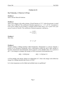 Problem Set Thermodynamics