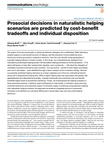 prosocial decisions are shaped by cost-benefit tradeoffs.