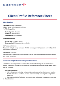 Client Profile Reference Sheet - Task 1