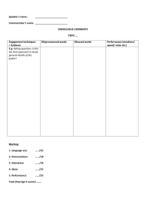 MONOLOGUE COMMENT SHEET