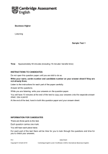 Business Higher Listening Sample paper 1 - Full test