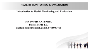 Health Monitoring and Evaluation Introduction 12 Slides
