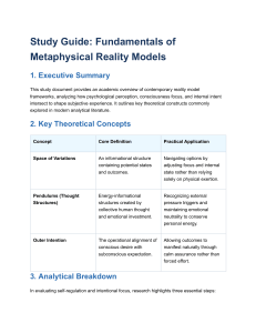 Study Guide: Fundamentals of Metaphysical Reality Models