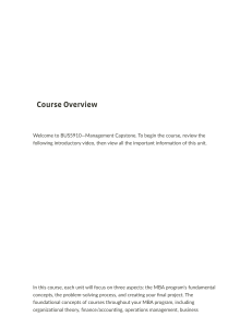 BUS5910 Management Capstone Course Overview