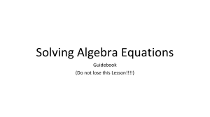 Solving Algebra Equations Guidebook