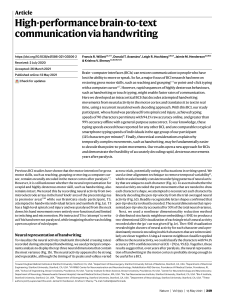 High-Performance Brain-to-Text via Handwriting: BCI Research