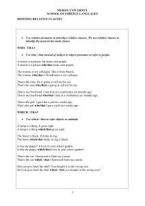 Defining Relative Clauses Worksheet