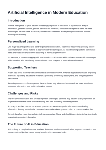 AI in Modern Education: Benefits, Challenges, and Future