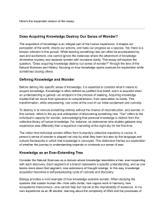 Does Acquiring Knowledge Destroy Our Sense of Wonder?